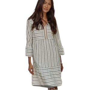 J Jill Pure Jill Diagonal Knit V Neck Dress Size XL Pockets Tiered